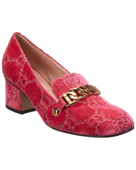 Gucci Sylvie Web Accent Velvet Pumps 